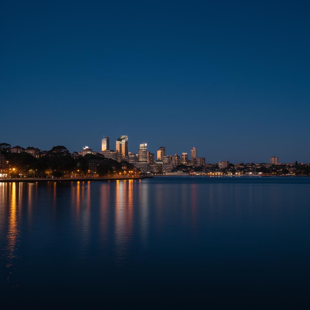 Sydney Harbour waterfront at dusk